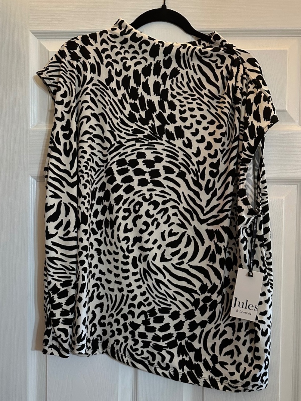 Jules & Leopold Animal Print Blouse 3XL Black White NWT